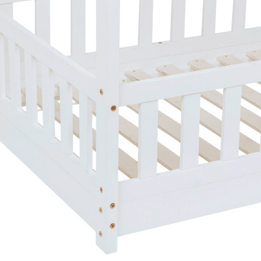 Cama infantil Bosco Cabin branca em forma de casa 90x190 cm feita de melamina