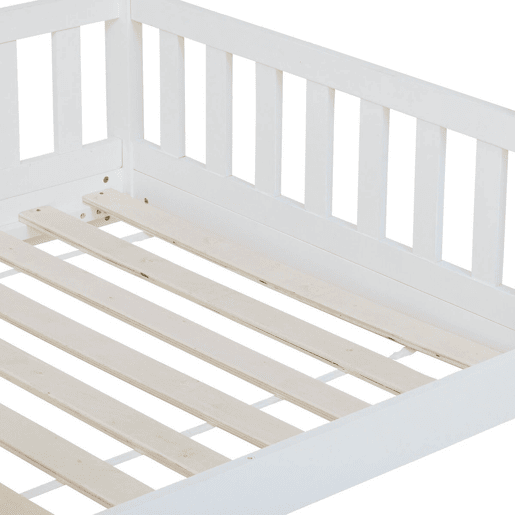 Cama infantil Bosco Cabin branca em forma de casa 90x190 cm feita de melamina