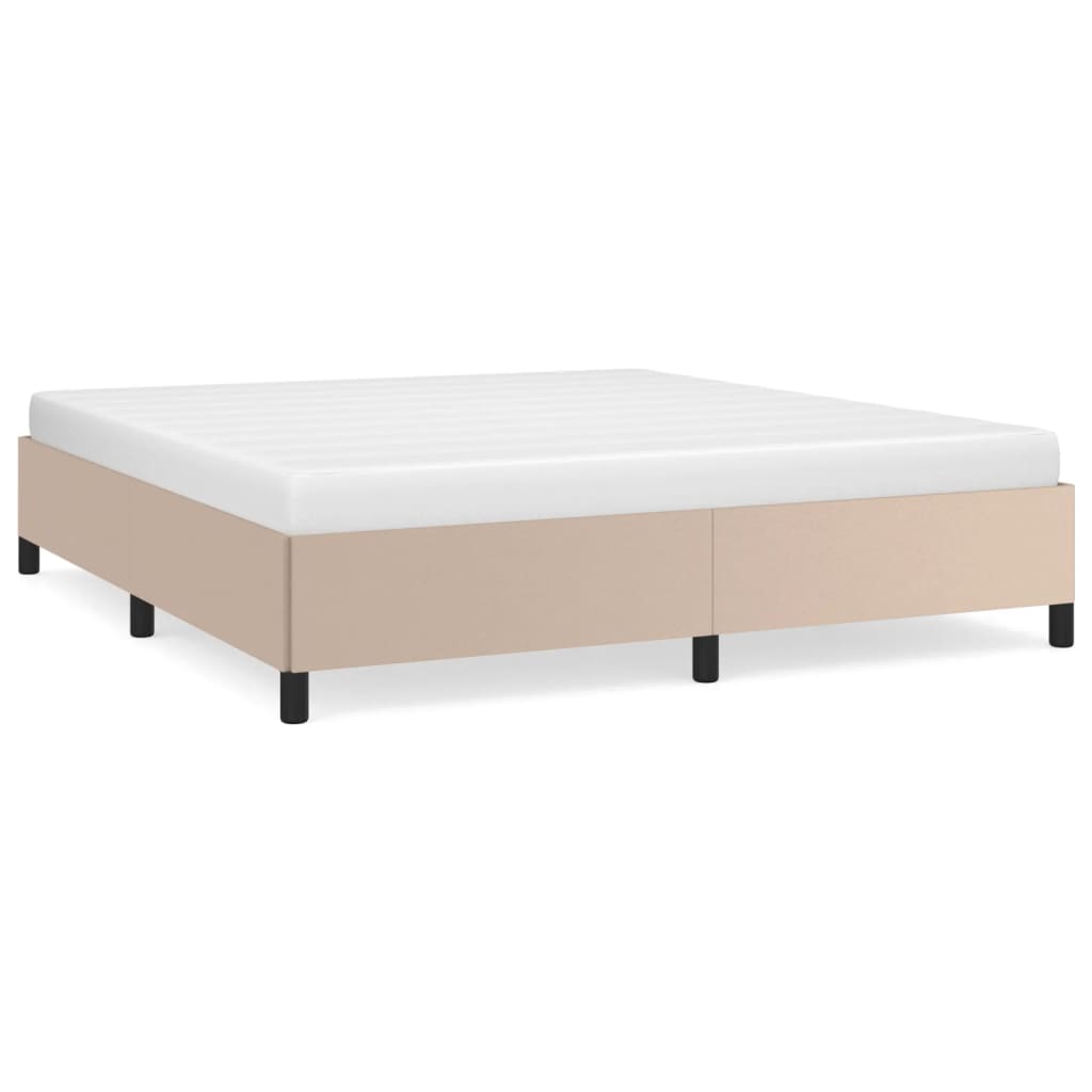 Estructura de cama de cuero sintético capuchino 160x200 cm