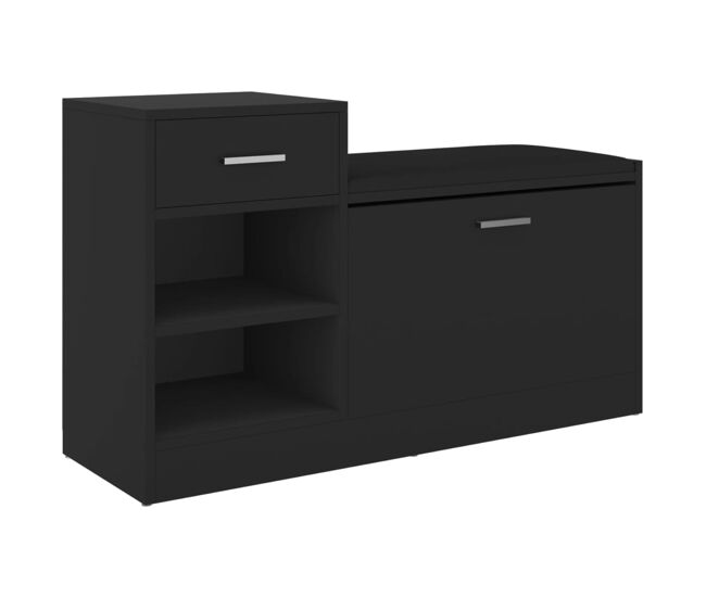 Vidaxl banco zapatero de madera de ingeniería negro 94,5x31x57 cm