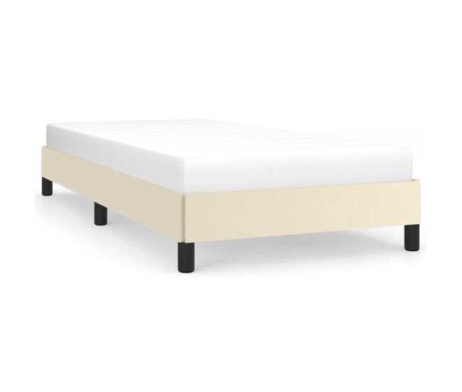 Estructura de cama cuero sintético color crema 80x200 cm