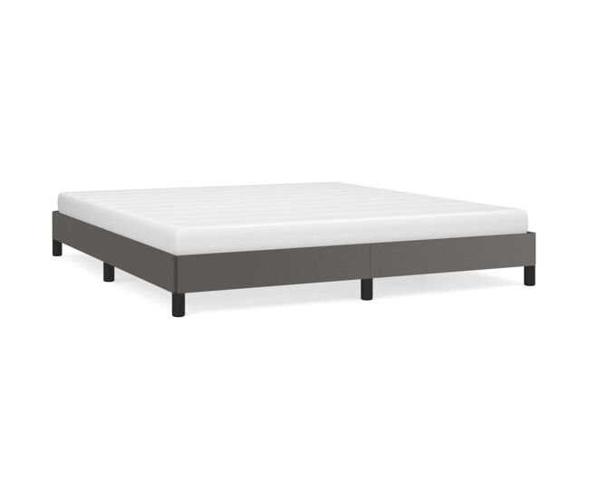 Estructura de cama de cuero sintético gris 160x200 cm