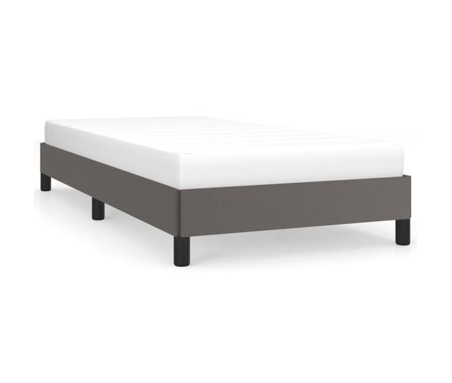 Estructura de cama cuero sintético gris 90x190 cm