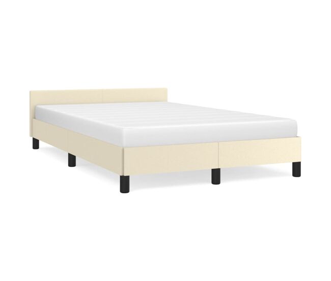 Estructura de cama con cabecero cuero sintético crema 120x200cm