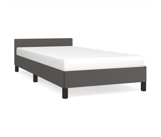 Estructura de cama con cabecero cuero sintético gris 100x200 cm