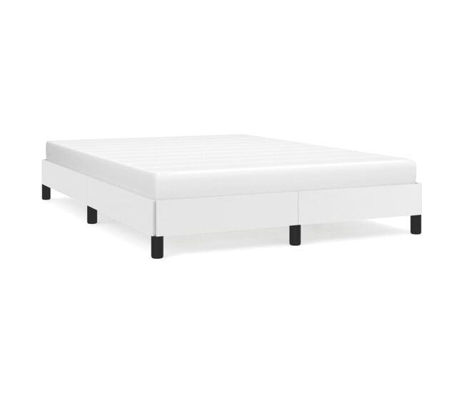 Estructura de cama de cuero sintético blanco 140x200 cm
