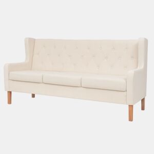 vidaXL Sofá de 3 lugares tecido branco nata