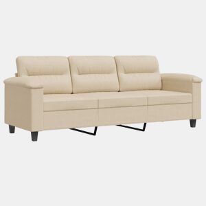 vidaXL Sofá de 3 lugares 180 cm tecido de microfibra creme
