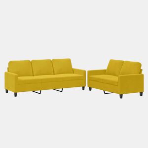 vidaXL 2 pcs conjunto de sofás com almofadões veludo amarelo