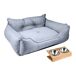 Cama para mascota + comedero doble Cama para mascota + comedero doble Gris