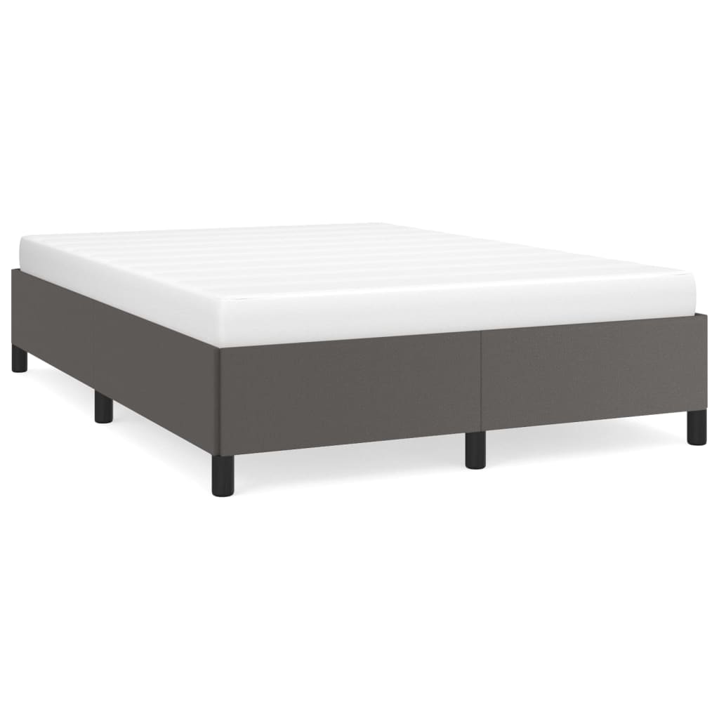 Estructura de cama de cuero sintético gris 140x190 cm
