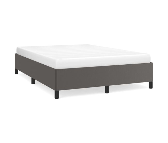 Estructura de cama de cuero sintético gris 140x190 cm