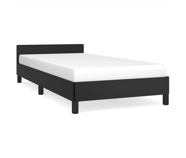 Estructura de cama con cabecero cuero sintético negro 80x200 cm