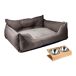 Cama para mascota + comedero doble Cama para mascota + comedero doble Marrón
