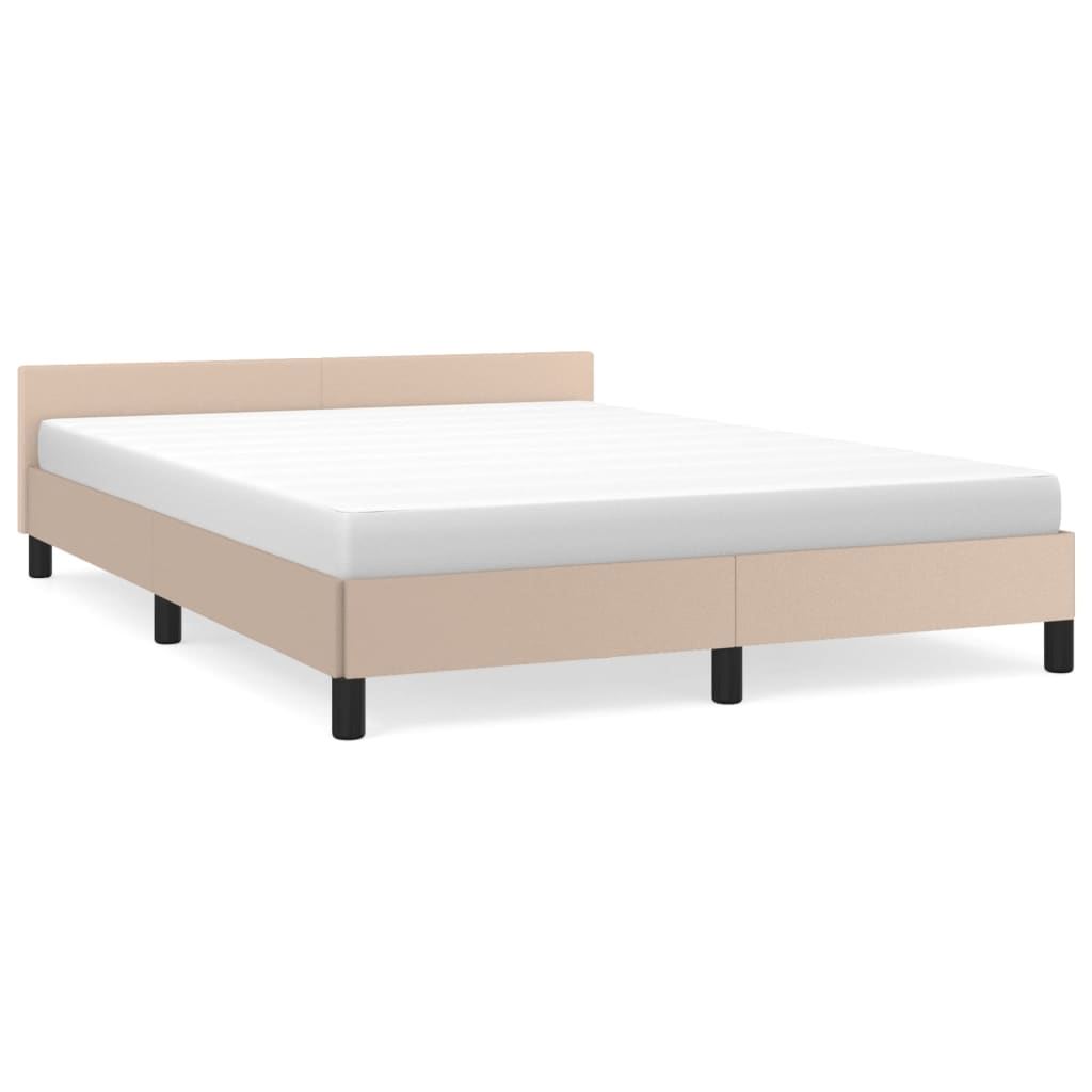 Estructura de cama cabecero cuero sintético capuchino 140x200cm
