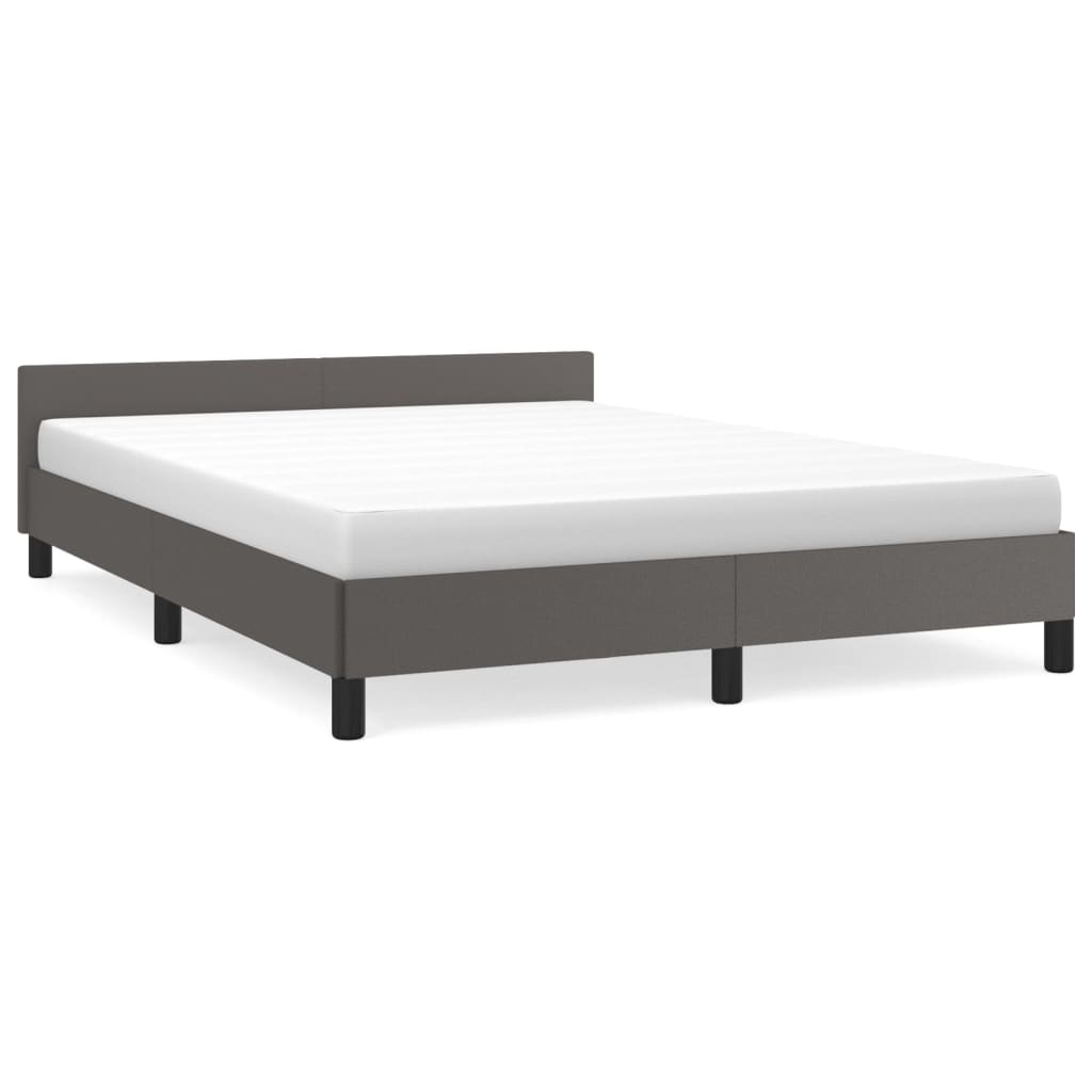 Estructura de cama con cabecero cuero sintético gris 140x190 cm