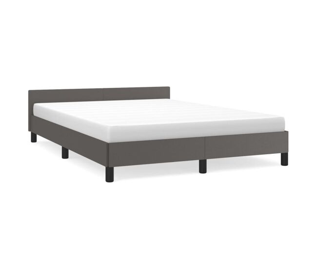 Estructura de cama con cabecero cuero sintético gris 140x190 cm
