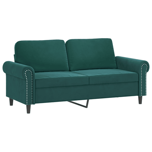 vidaXL Sofá 2 lug. c almofadas decorativas 140cm veludo verde-escuro