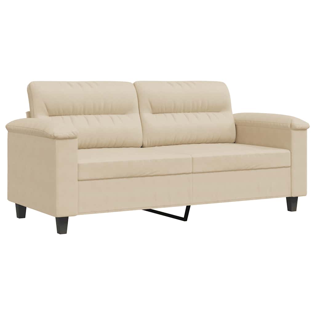 vidaxl sofa de 2 plazas de tela de microfibra color crema 140 cm