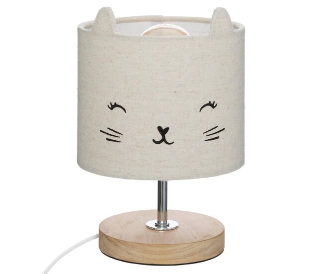 Well home lámpara infantil "gato" en algodón y madera