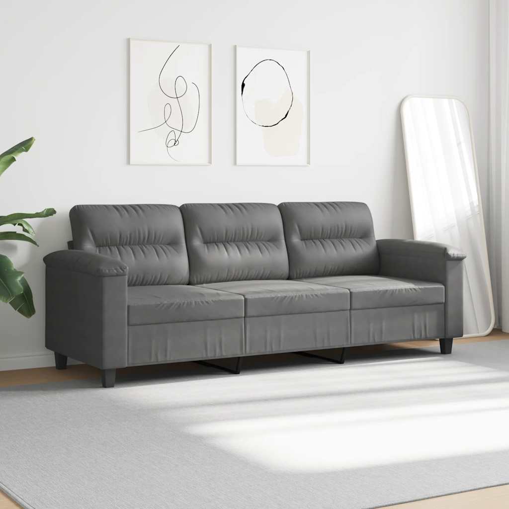 Vidaxl sofá de 3 plazas de tela de microfibra gris oscuro 180 cm