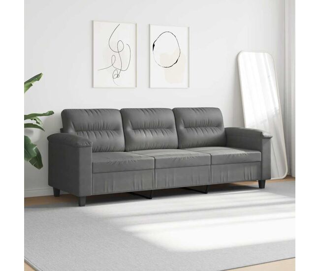 Vidaxl sofá de 3 plazas de tela de microfibra gris oscuro 180 cm