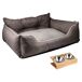 Cama para mascota + comedero doble Cama para mascota + comedero doble Marrón