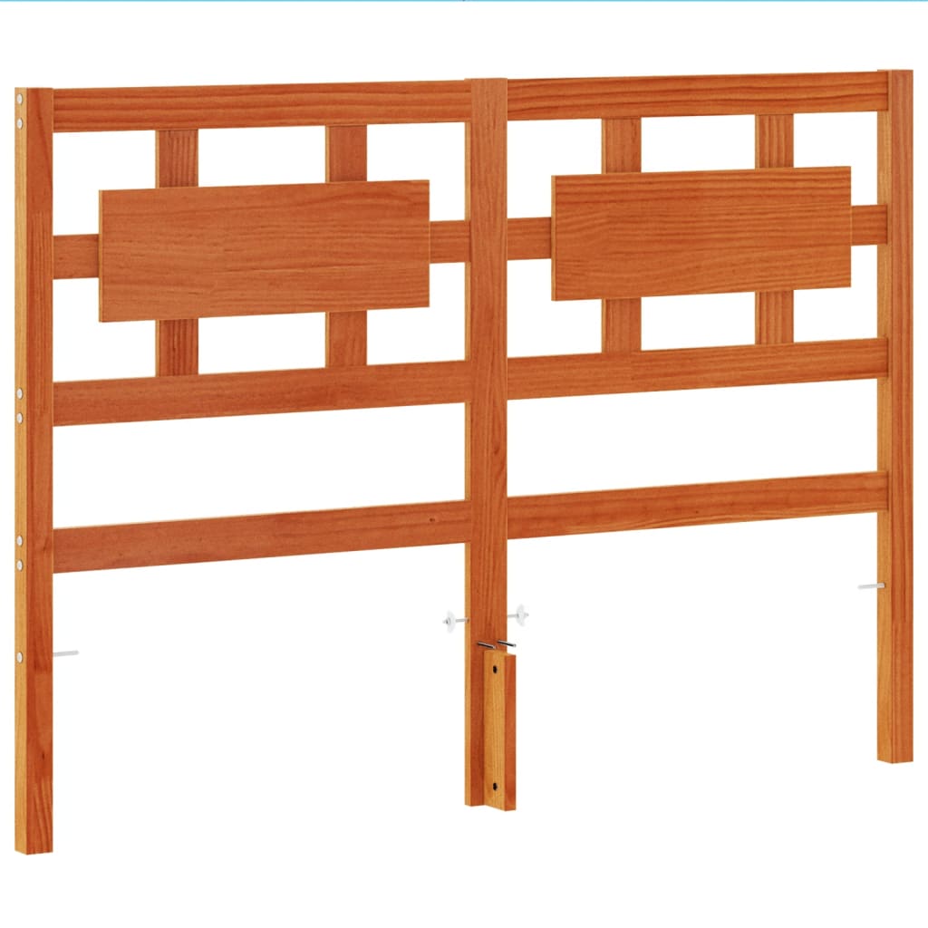 Vidaxl cabecero de cama madera maciza de pino marrón cera 135 cm
