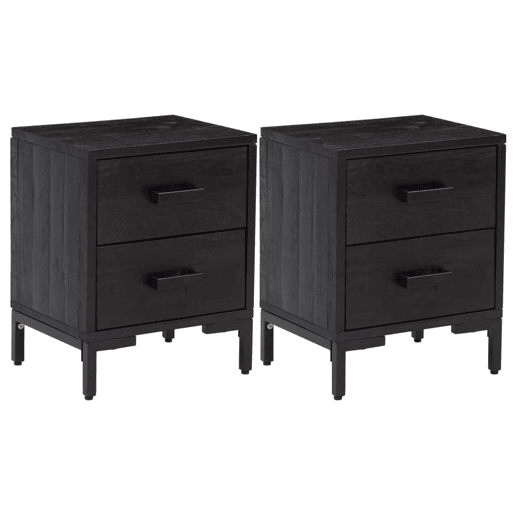 vidaXL Mesas de cabeceira 2 pcs 36x30x45 cm madeira pinho maciça preto vidaXL Mesas de cabeceira 2 pcs 36x30x45 cm madeira pinho maciça preto