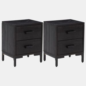 vidaXL Mesas de cabeceira 2 pcs 36x30x45 cm madeira pinho maciça preto