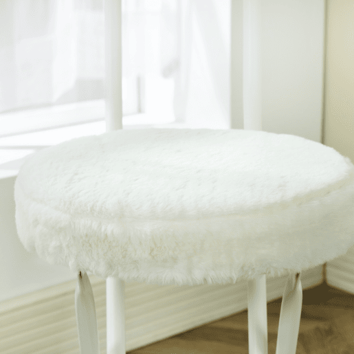 Conjunto de 4 cadeiras dobráveis, almofada redonda dobrável em pele com encosto e apoio para os pés, assento com 49 cm de altura, estilo escandinavo, branco
