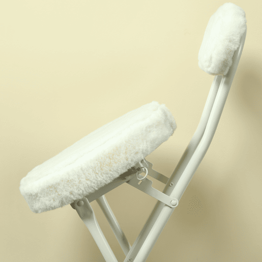 Conjunto de 4 cadeiras dobráveis, almofada redonda dobrável em pele com encosto e apoio para os pés, assento com 49 cm de altura, estilo escandinavo, branco