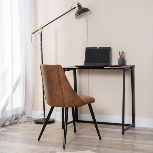Conjunto de 6 cadeiras de jantar retro poltrona estofada em camurça pernas de metal para cozinha sala de estar quarto escritório, estilo industrial, castanho