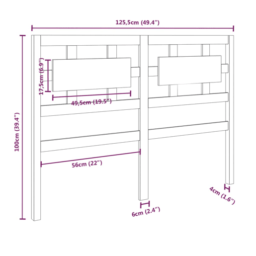 vidaXL Cabeceira de cama 125,5x4x100 cm pinho maciço preto vidaXL Cabeceira de cama 125,5x4x100 cm pinho maciço preto