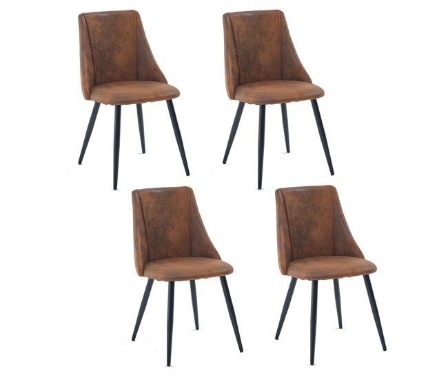Juego de 4 sillas de comedor retro, sillón tapizado, asiento de ante, patas de metal para cocina, sala de estar, dormitorio, oficina, estilo