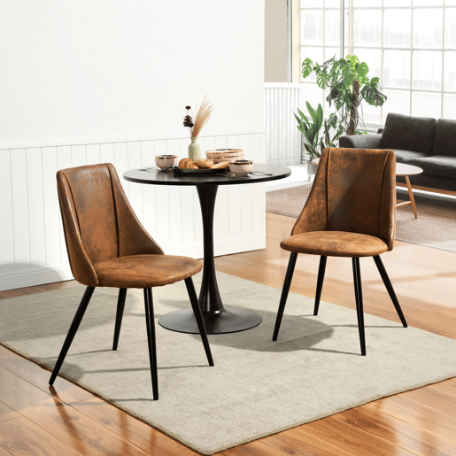 Conjunto de 4 cadeiras de jantar retro poltrona estofada em camurça pernas de metal para cozinha sala de estar quarto escritório, estilo industrial, castanho