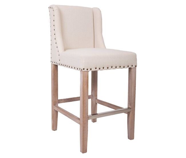 Taburete de madera y tapizado beige 48x58x67/104