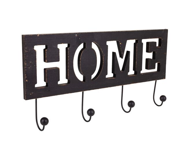 Percha de madera y metal negra 45x6x15