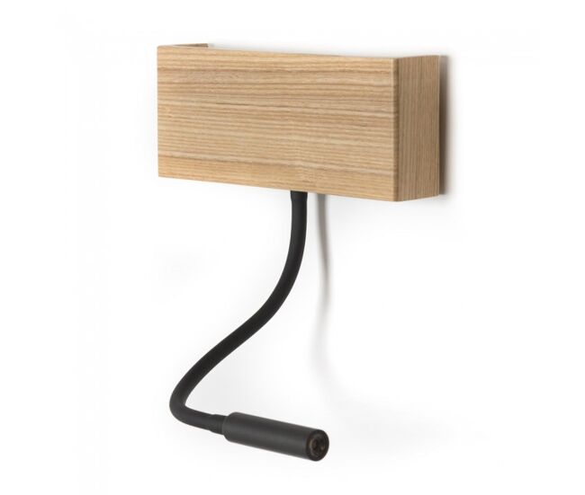 Aplique con lector led ravel (5w+3w) aluminio - madera nórdico 9,50 x 4,60