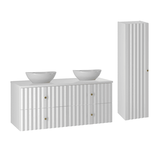 Conjunto móvel lavatório duplo 120cm e coluna Izae Branco