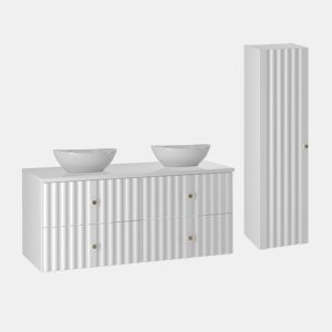 Conjunto móvel lavatório duplo 120cm e coluna Izae Branco