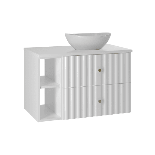 Conjunto móvel lavatório individual 80cm 2 nichos e coluna Izae Branco