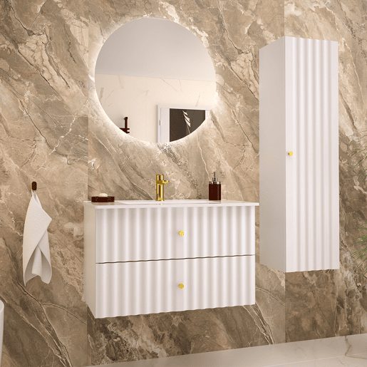 Móvel lavatório individual embutido 80cm Izae Branco
