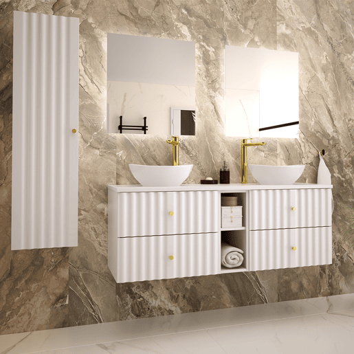 Móvel sous-lavatório 140cm 2 nichos bancada Izae Branco