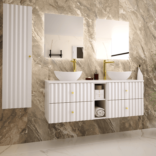 Móvel lavatório duplo 140cm 2 nichos Izae Branco