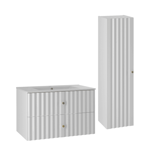 Móvel de lavatório individual 80cm com coluna Izae Branco