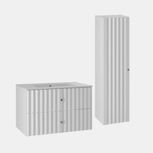 Móvel de lavatório individual 80cm com coluna Izae Branco