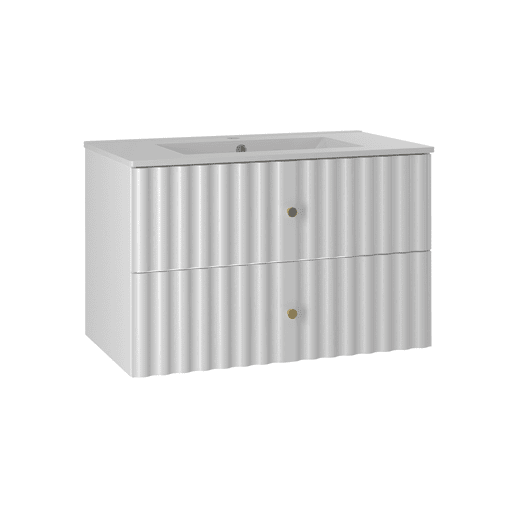 Móvel de lavatório individual 80cm com coluna Izae Branco
