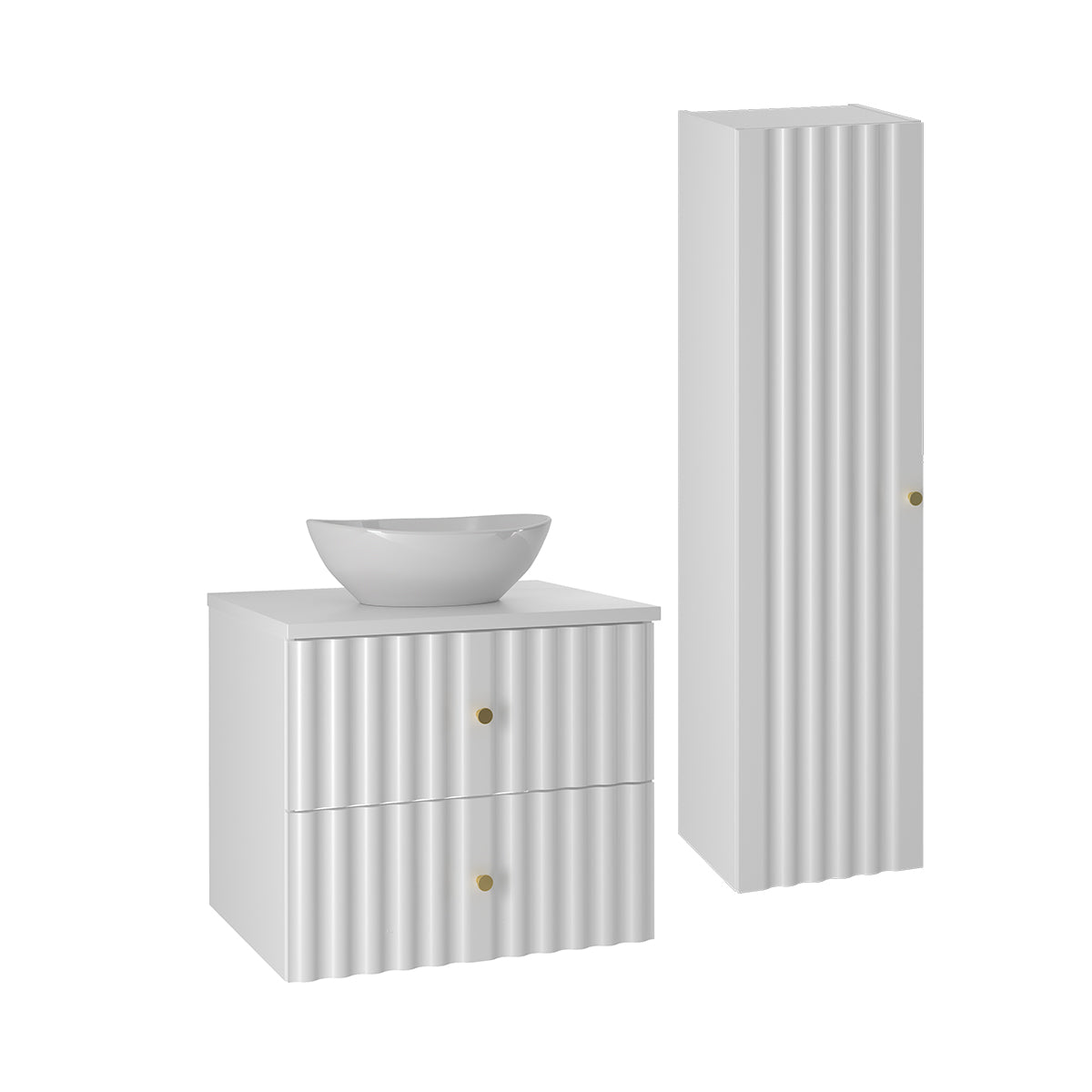 Conjunto de muebles con lavabo individual 60cm y columna izae blanco