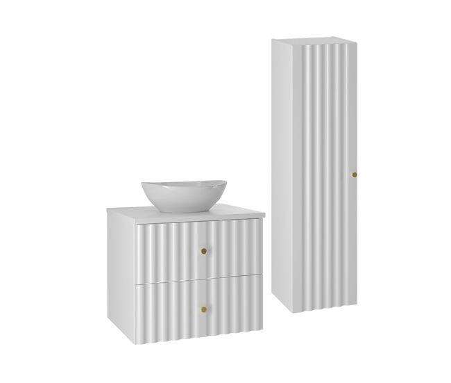 Conjunto de muebles con lavabo individual 60cm y columna izae blanco